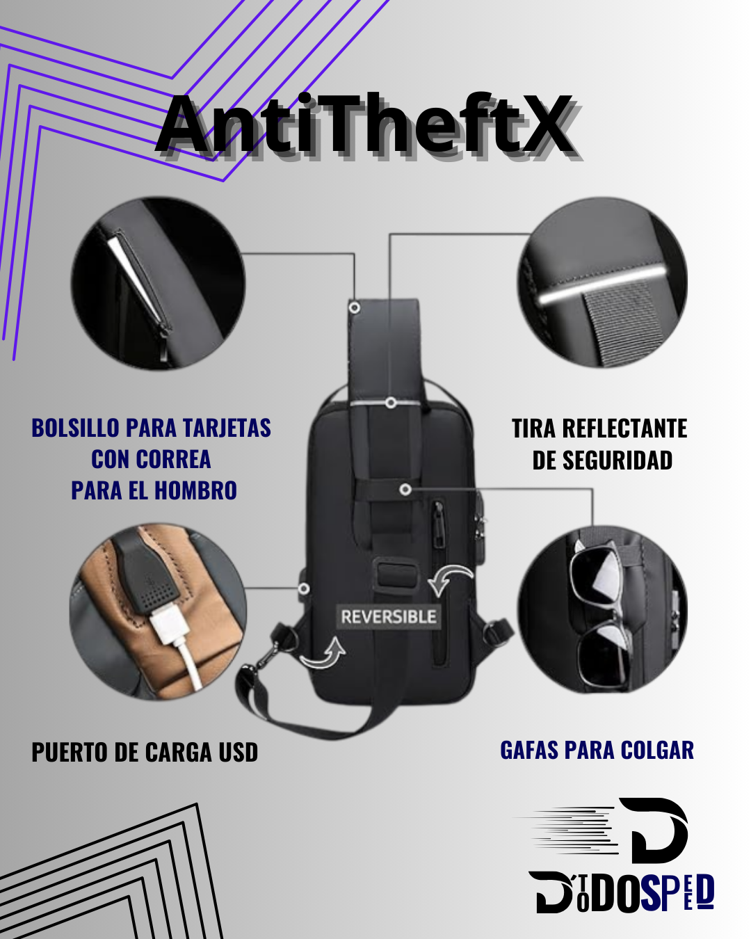 AntiTheftX™: Bolso Deportivo Inteligente con Seguridad Avanzada